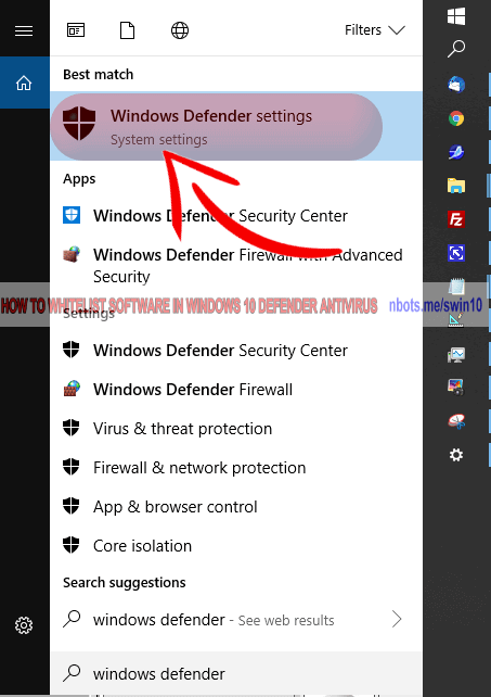 Image of 2 Microsoft Windows 10 Defender Antivirus Click Windows Defender Settings.