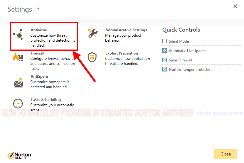 Image of 2 Symantec Antivirus Click Antivirus Tile.