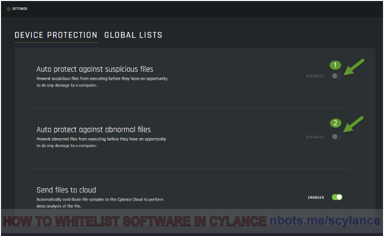 Image of 4 Cylance Deselect Auto Protect Deselect Protect Against Abnormal Files.