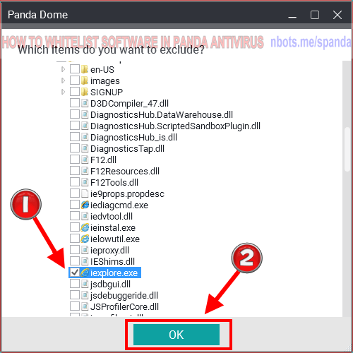 Image of 4 Panda Antivirus File To Exclude Navigation Dialog Box.