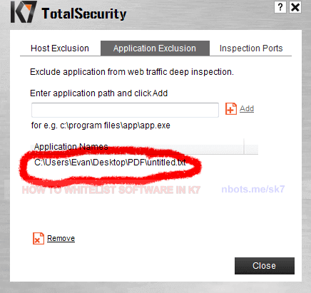 Image of 5 K7 Antivirus Main Screen Settings Application Exclusion Added To List. Image of 5 K7 Antivirus Main Screen Settings Application Exclusion Added To List.