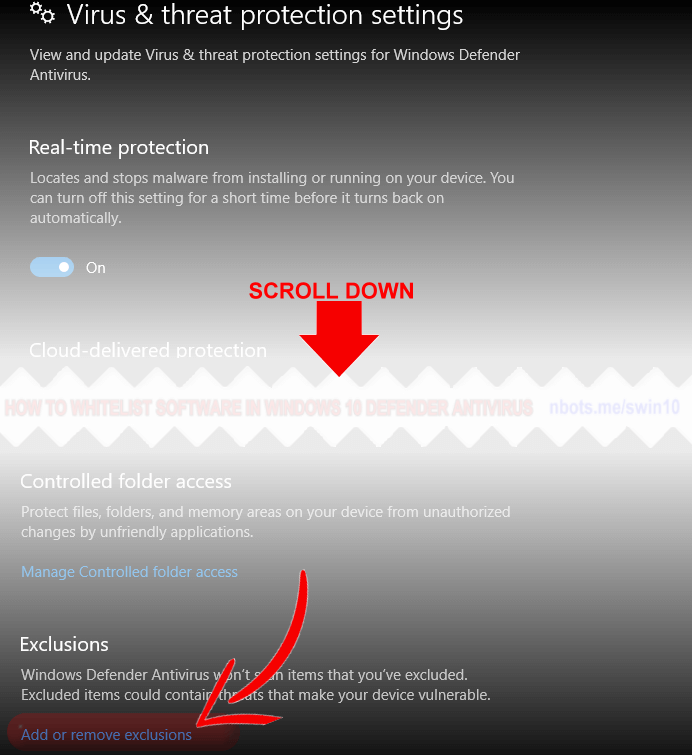 Image of 5 Microsoft Windows 10 Defender Antivirus Add Remove Exclusions.