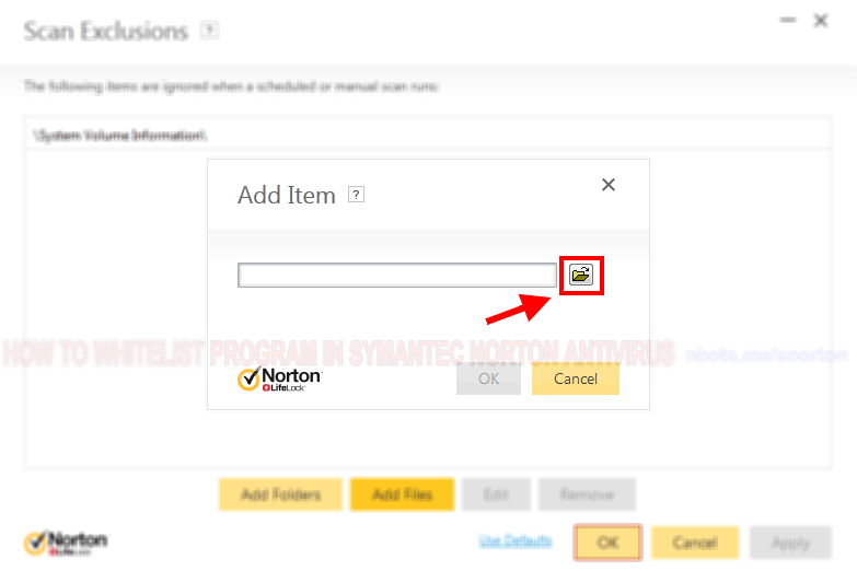 Image of 6 Symantec Antivirus Click To Open File Navigation Dialog.