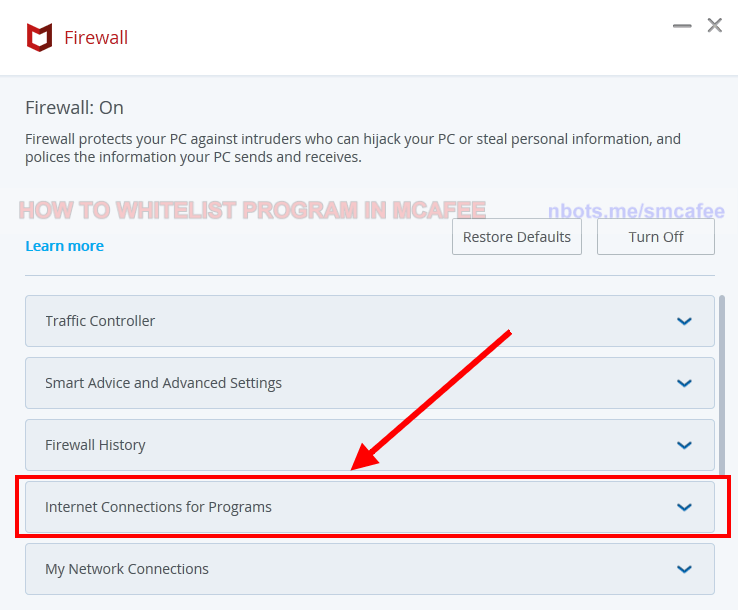 Image of 7 Mcafee Antivirus Firewall Internet Connections For Programs.