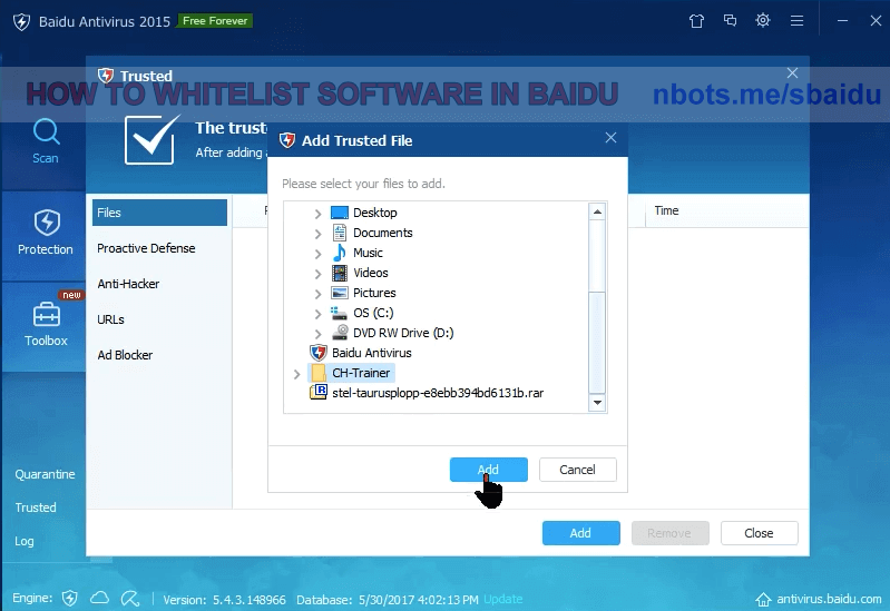 Image of 7 Navigate To File Program To Whitelist Trust.