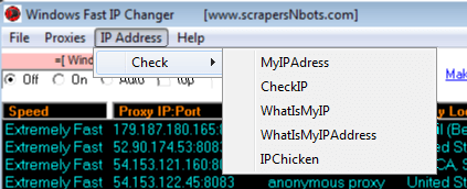 Image of Windows Fast Ip Changer Ip Address Menu.