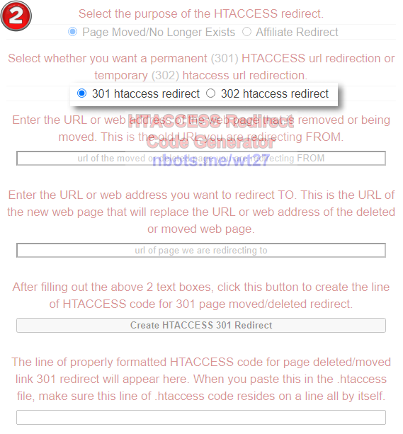 Image of Select Type Of HTACCESS Redirect 301 Permanent. Image of Select Type Of HTACCESS Redirect 301 Permanent.