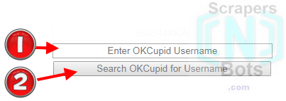 Graphic displaying and highlighting the features of the OKCupid username search app.